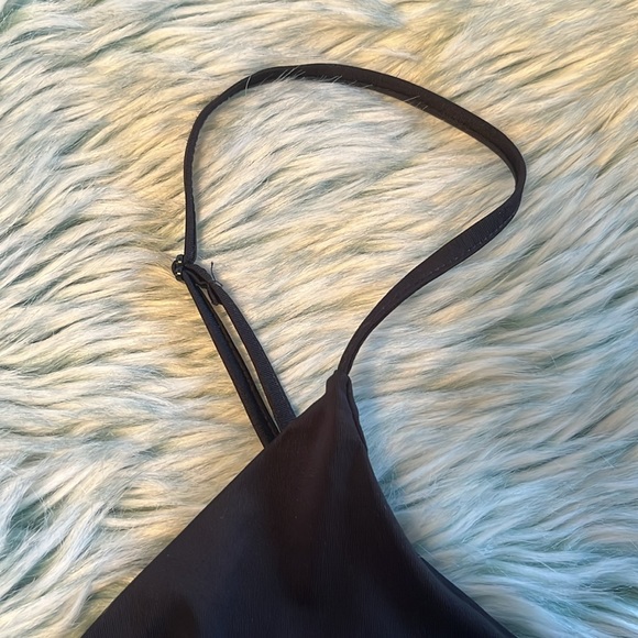 Black Spaghetti Strap Camisole Tank with Ruffle - Picture 4 of 11